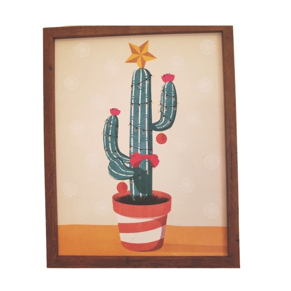 Holiday Framed Cactus Framed Boho Wall Art NWT